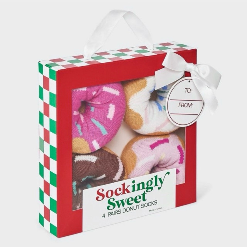 Sockingly Sweet Donut Sprinkles Socks Gift Box 4 Pack NWT